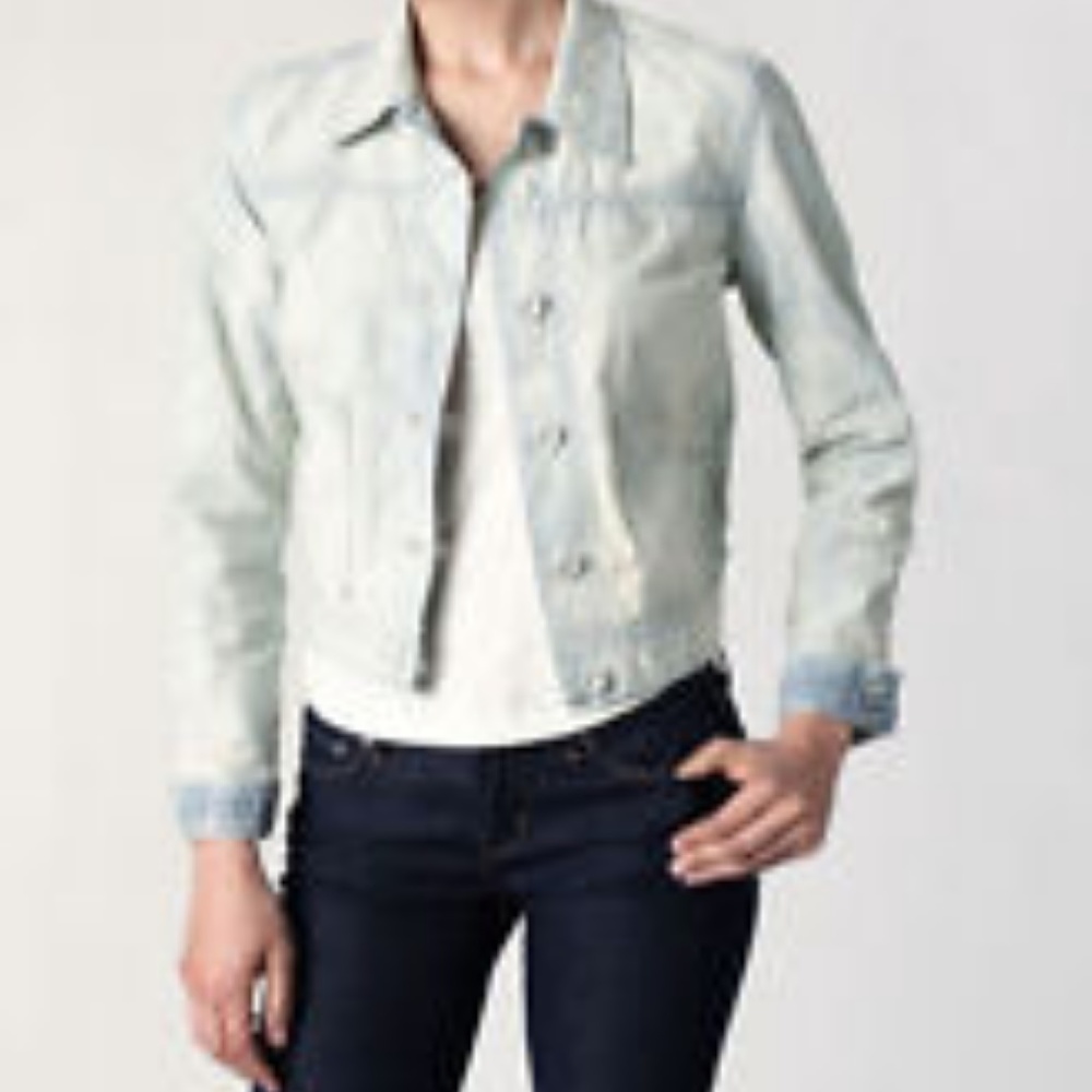 Levis Crop Striped Trucker Jacket Shirt NWT